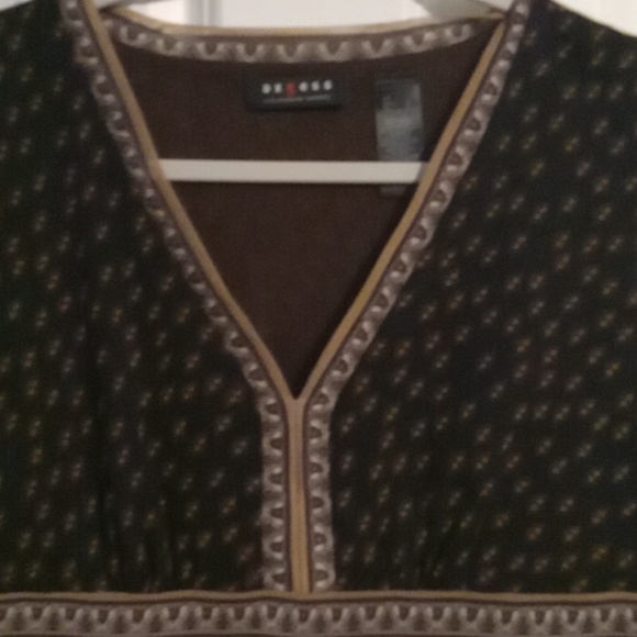 Axcess Black and Brown Patterned Blouse - Picture 3 of 5